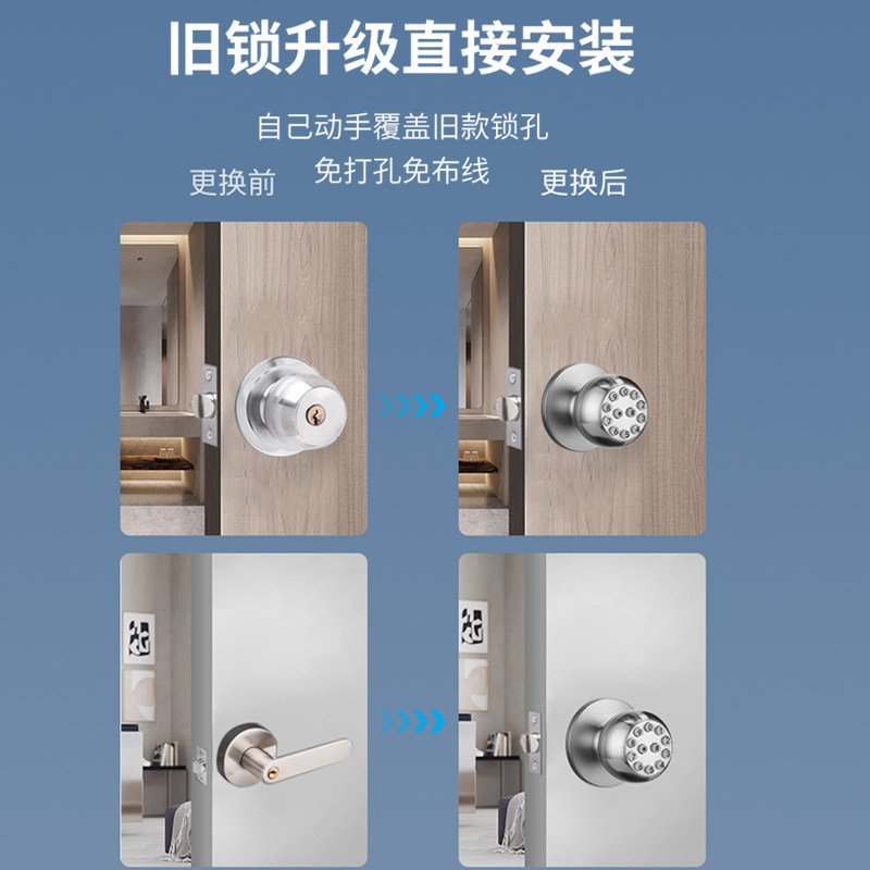 Ball Lock Indoor Door Fingerprint Password Lock Bedroom Wooden Door Smart Lock Graffiti-Free Wiring-Free Bluetooth High-End Spherical Lock