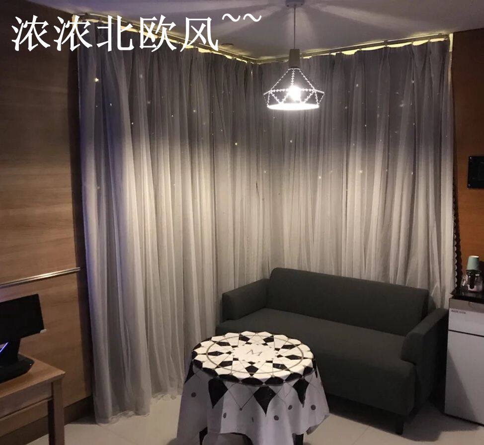 Net red dream starry sky shading double rumbling public main wind Nordic small fresh bedroom floating window living-room custom curtains-Taobao