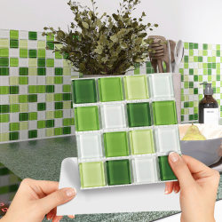 A set of 10 pieces of high-gloss flat mosaic-style bathroom waterproof self-adhesive paper kitchen oil-proof and high-temperature resistant paper