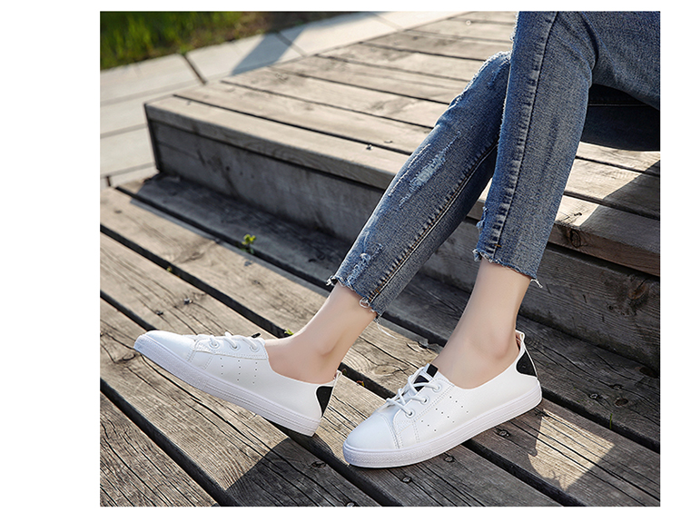 Giày đế bệt màu trắng hoang dã Giày nữ đế giày Hàn Quốc giày vải thể thao cho sinh viên giầy boot nữ