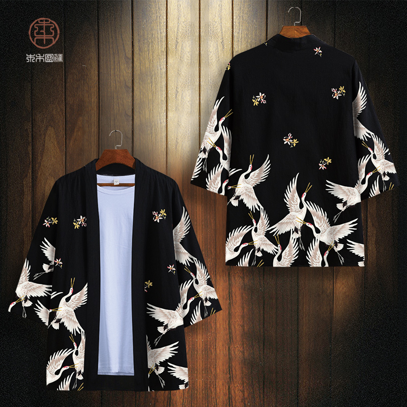 Kimono Tao áo kiểu nam cẩu áo mùa hè mỏng áo áo lỏng lẻo cardigan nắng hôn đầu Tang váy