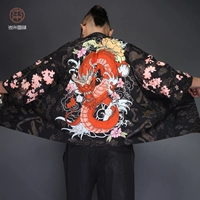 Nhật bản kimono nam áo gió Trung Quốc rồng T-Shirt áo Hanfu Tang phù hợp với bảy điểm tay áo mỏng áo kem chống nắng áo choàng Nhật Bản áo gió mỏng nam