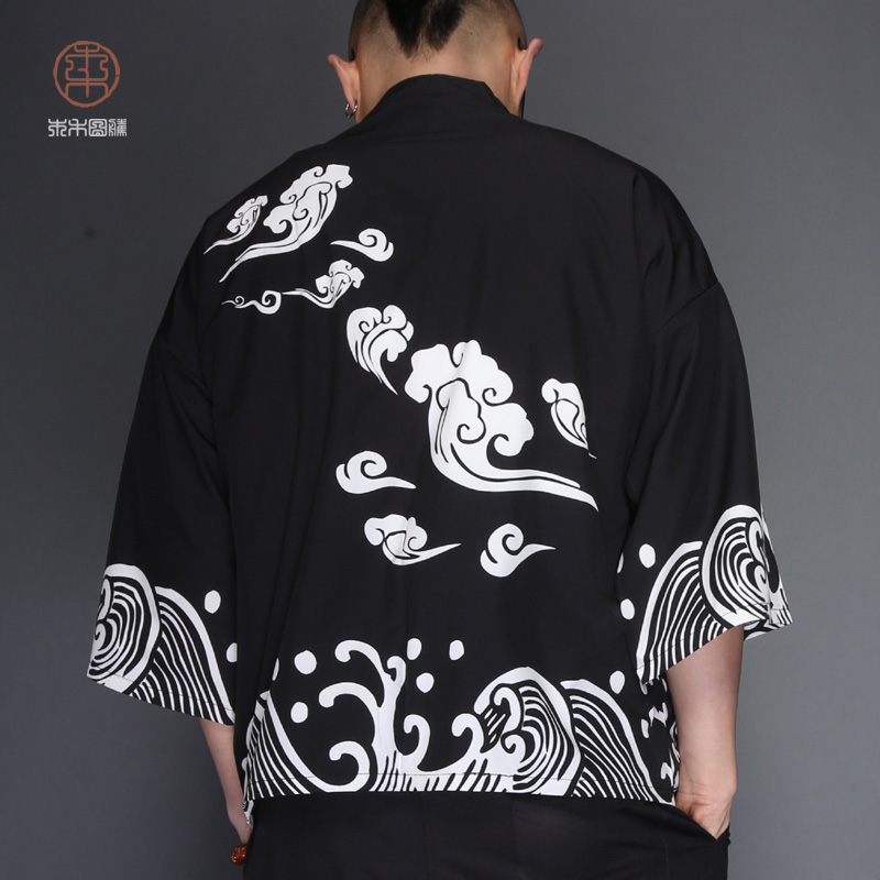 Nhật Bản kimono của nam giới áo gió Trung Quốc rồng T-shirt mũi người đàn ông váy Tang dài tay áo khoác kiểu Nhật áo Daorobe mùa xuân