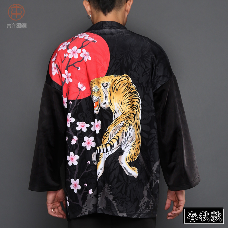 Nhật Bản kimono của nam giới áo gió Trung Quốc rồng T-shirt mũi người đàn ông váy Tang dài tay áo khoác kiểu Nhật áo Daorobe mùa xuân