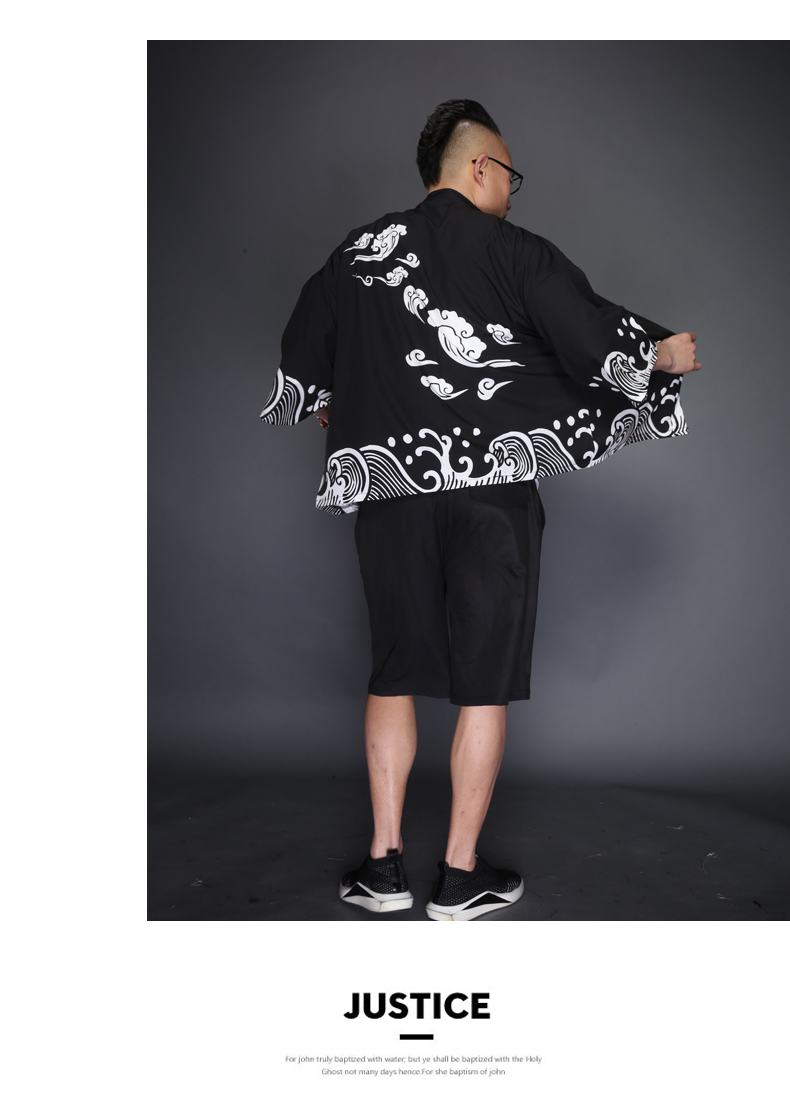 Nhật bản kimono nam áo gió Trung Quốc rồng T-Shirt áo Hanfu Tang phù hợp với bảy điểm tay áo mỏng áo kem chống nắng áo choàng Nhật Bản