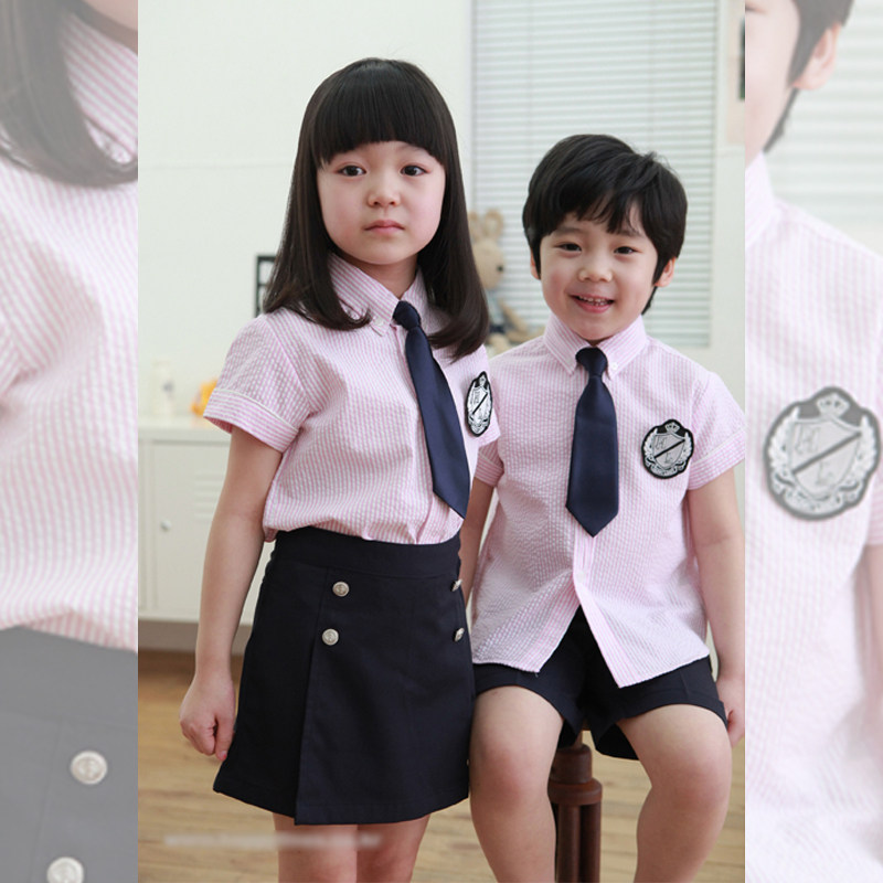 Kindergarten uniforms primary and secondary school uniforms 2019 new summer clothes British style short-sleeved shirts costumes chorus