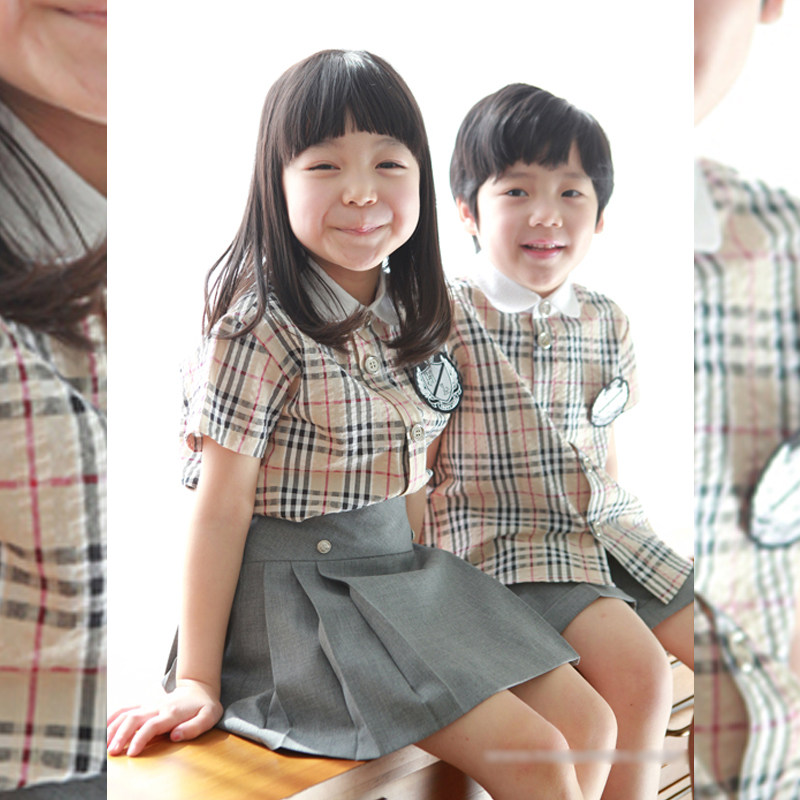 Kindergarten Landscaped Summer Clothing Short Sleeve Shirt Yinglun Landscaped Summer Clothing Primary School Children School Uniforms Summer Kindergarten School Uniforms