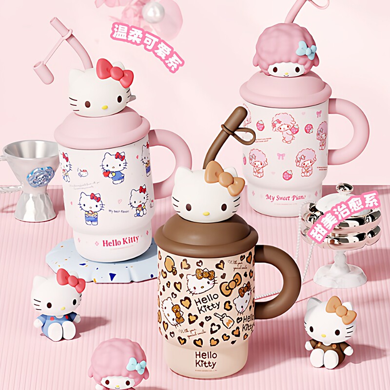 Hellokitty Insulated Cup for Girls, High Aesthetic Value, Special Straw Ice Cup, Student Water Cup with Handle, New Model Hellokitty Insulated Cup for Girls, High Aesthetic Value, Special Straw Ice Cup, Student Water Cup with Handle, New Model