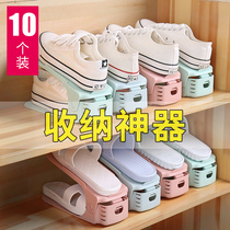 Double-layer magic shoe rack storage artifact Adjustable space-saving slippers one-piece shoes dormitory shoe cabinet finishing rack