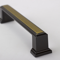 New Chinese furniture drawer cabinet door I-shaped handle zinc alloy black bronze two-color electroplating double hole small handle