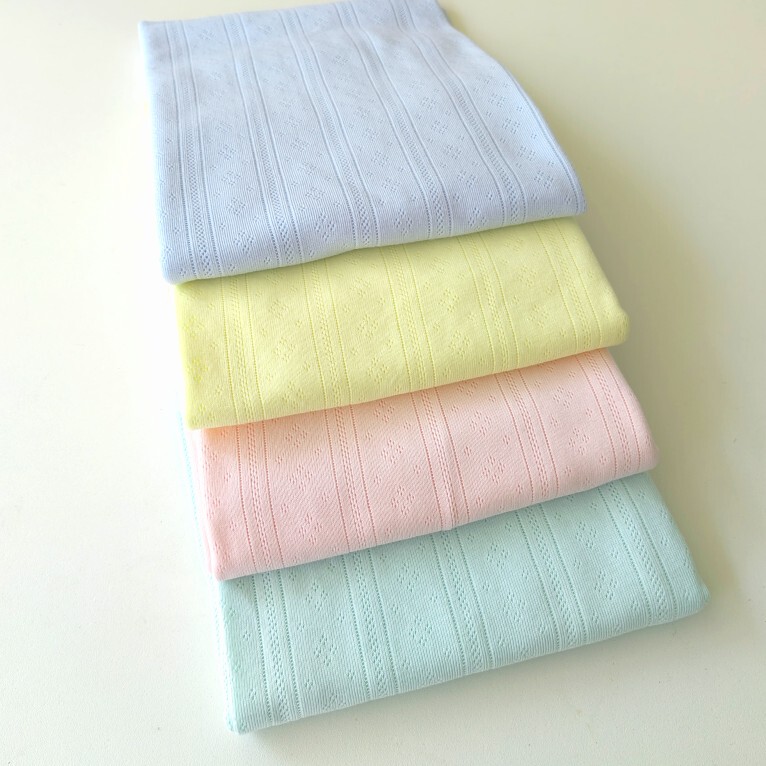 Baby Cotton Knitted Jacquard Fabric, Thin, Soft, Breathable, Pink, Blue, Yellow, Purple, Mint Green, Suitable for Making Underwear Baby Cotton Knitted Jacquard Fabric, Thin, Soft, Breathable, Pink, Blue, Yellow, Purple, Mint Green, Suitable for Making Underwear