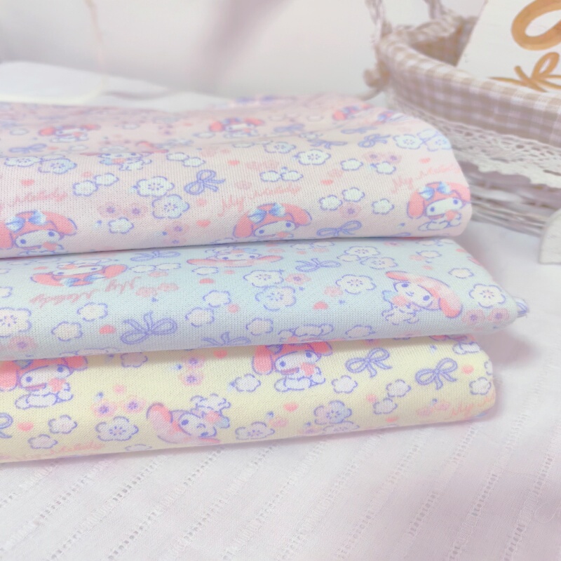 Exported to Japan, Soft Terry Cotton Printed Cartoon Sanrio Baby Sweatshirt Fabric