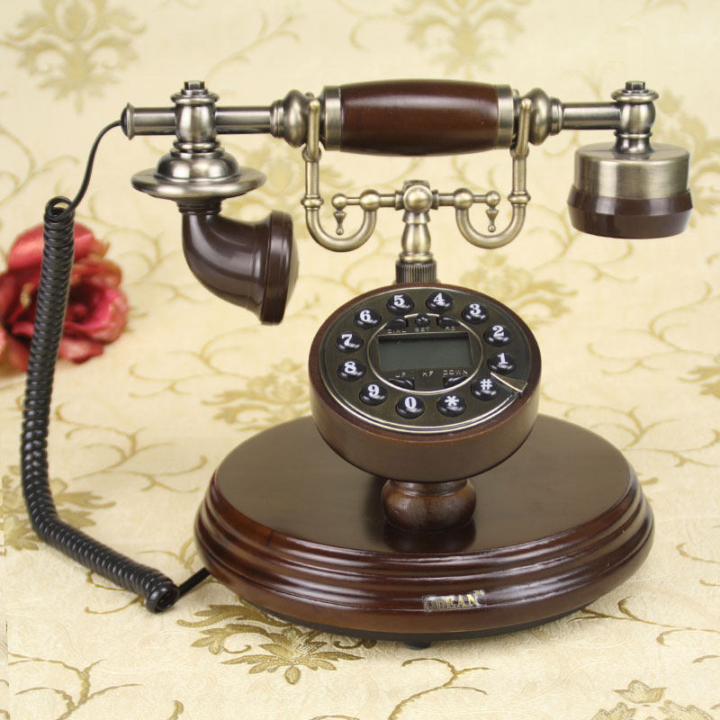 Eurostyle crafts old vintage retro solid wood Home Antiquity Antique Rotary Dial Turntable Type Decorated Telephone