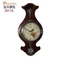 Antique European solid wood craft watch Living room bedroom wall retro mute sweep second movement single-sided wall clock