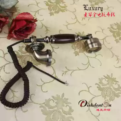 European solid wood pastoral style old antique antique fixed landline telephone handle earpiece microphone accessories