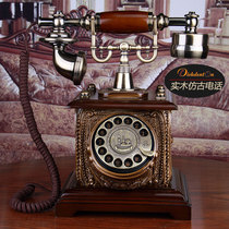 Old Jiumen same antique craft phone retro old-fashioned solid wood rotating disc dial phone holder machine