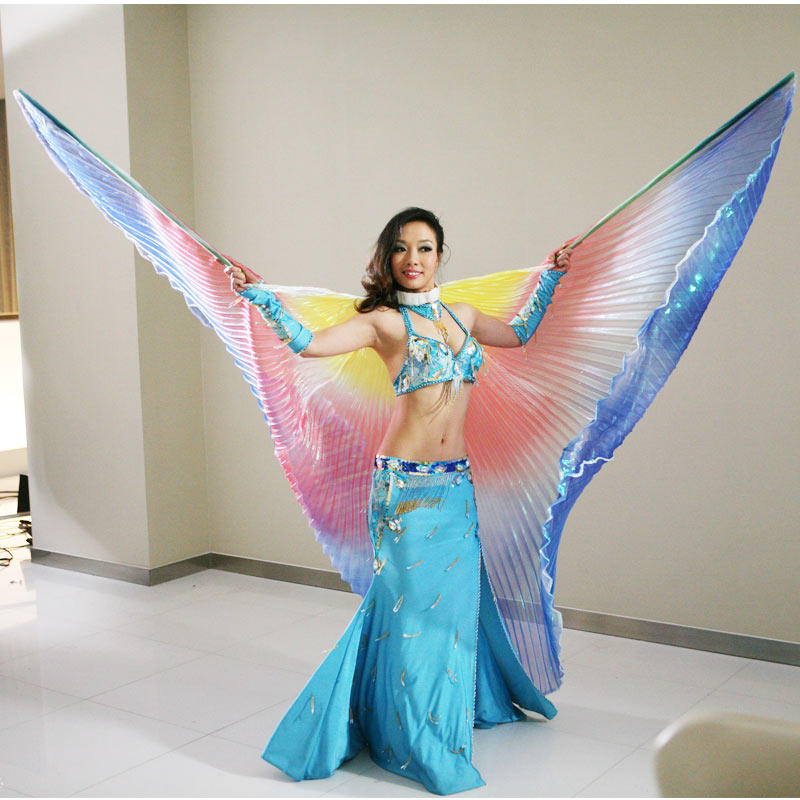 Belly dance Golden Wings Props 3 Color wings Adult Performance Wings Dance Suit 360 Degrees Color Wings