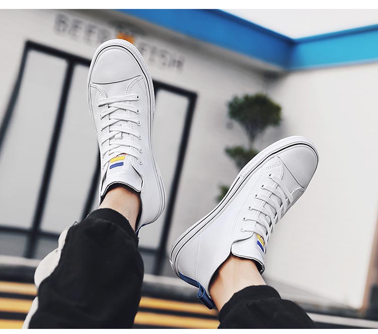 Giày cao cổ nam mùa thu thoáng khí Giày nam phiên bản Hàn Quốc của xu hướng giày trắng giản dị Giày trắng hoang dã Giày nam Gaobang - Giay cao shop giày thể thao