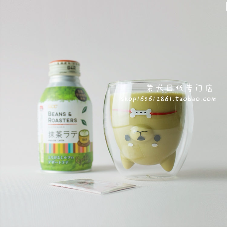 (Japan) Matchdog Styling Water Cup Japan Chai Dog Bilayer Insulation Glass Cup Milk Cup