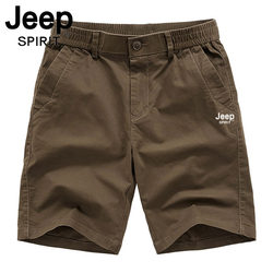 Jeep Jeep Pure Cotton Shorts for Men, Middle-Aged, Loose Fit, Large Size, Summer Thin Style, Stretchy, Comfortable, Simple, Casual Five-Point Shorts