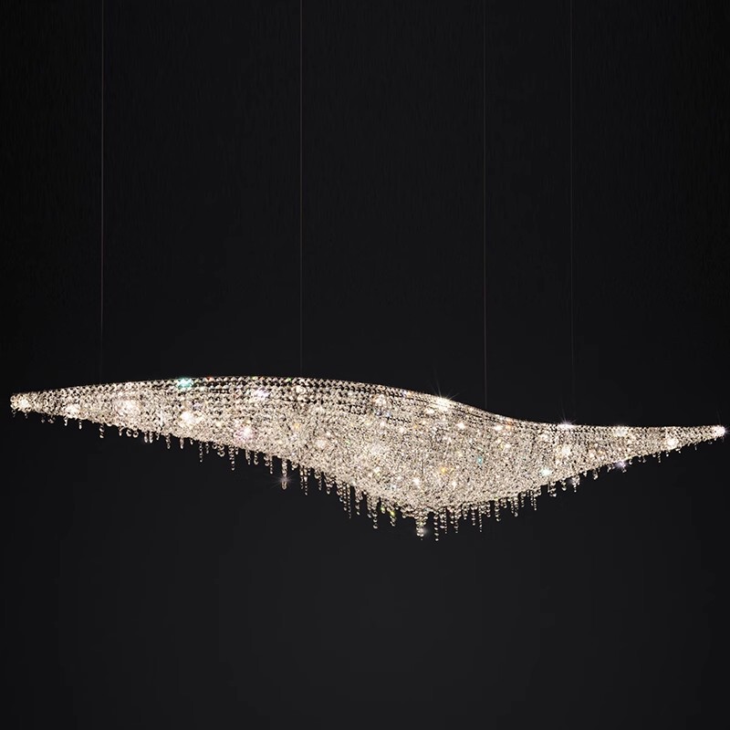 Manooi Italian Light Luxury Imported Egyptian Crystal Chandelier Villa Long Table Island Table Creative S-Shaped Dining Room Lighting Fixtures