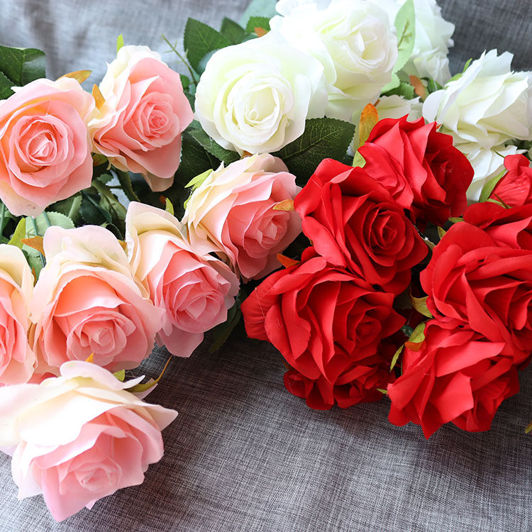 Emulated flower rose 12 head large rose flowers fake flower selfie flower patting picture Prop Orchid Emulation Perfume Orchid Rose