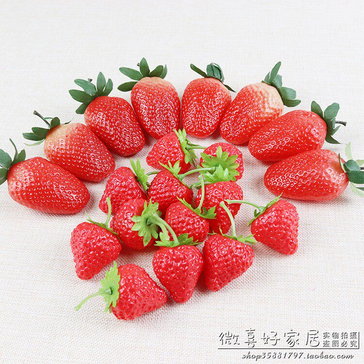 Simulation Strawberry Plastic Prop Fake Fruit Emulated Fruit Fake Strawberry Pendulum with whole cupboard to decorate young teaching props