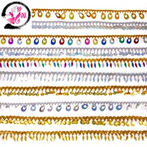 Gold and silver sequins lace leaves Shell round sequins hanging ear tassel tassel lace dance clothing accessories accessories