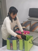 Multi-divider storage bag Three-grid clothes storage box Clothing induction box with lid zipper to pack the box