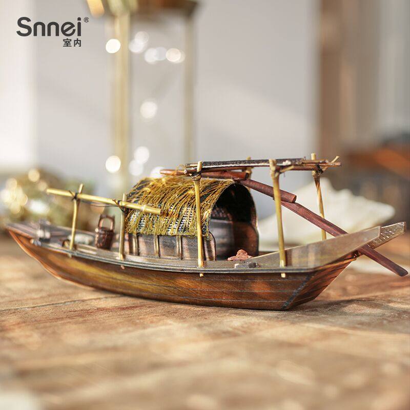 Antique Shaoxing Ugang Ship Guangdong Fenghai Fengyuan Handmade Wooden Sailing Model