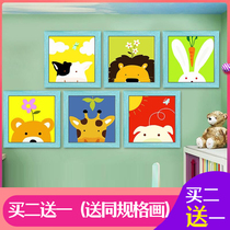 diy digital oil painting childrens hand painted oil color painting cartoon Animals color graffiti painting simple painting decoration hanging painting