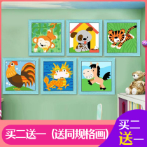 Digital Oil Painting Diy Oil Color Painting Small Size Cartoon Dinosaur Fill Color Painting Simple Hand-painted Digital Painting Living Room Hanging Painting