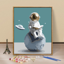Digital oil painting diy oil color painting hand-filled acrylic painting cartoon astronaut graffiti living room decoration painting
