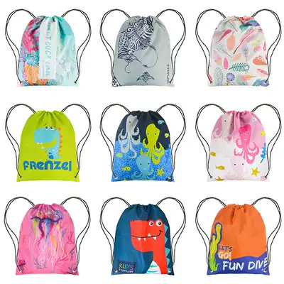 Flange left waterproof children's beach bag adult double shoulder back seaside drawstring swimming bag dry and wet separation backpack