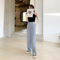 Hanging wide leg pants Womens summer high waist straight pants Versatile casual pants Suit pants Womens summer thin mopping pants