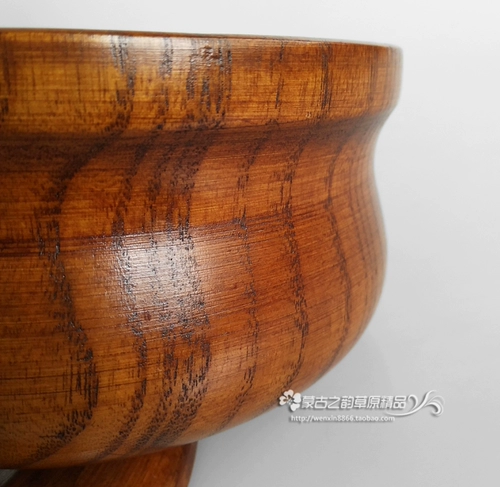 Монгольская характеристика сплошной древесной посуды с рисовой миской с перемешиванием целое дерево, чтобы сделать чистое твердое дерево монгольское отель отель