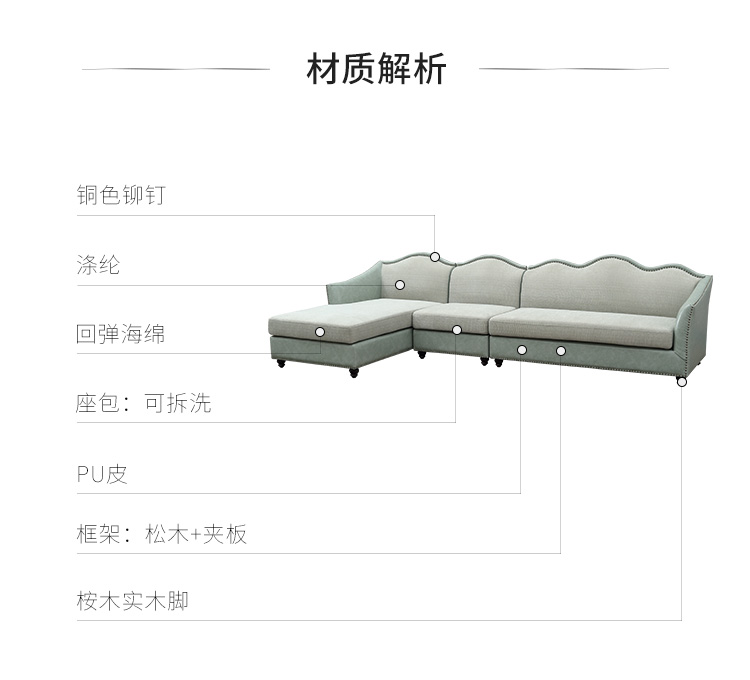 Bạn hâm mộ nghệ thuật Pont Mỹ Country Sofa Da Sofa Sofa Tấm lớn Biệt thự lớn Góc 7 hình nhiều người - Ghế sô pha ghế sofa chung cư