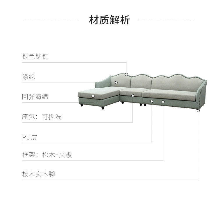 Bạn hâm mộ nghệ thuật Pont Mỹ Country Sofa Da Sofa Sofa Tấm lớn Biệt thự lớn Góc 7 hình nhiều người - Ghế sô pha