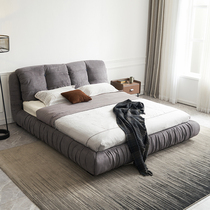 Youfan art art bed modern simple style bedroom suede fabric double bed Italian light luxury B145