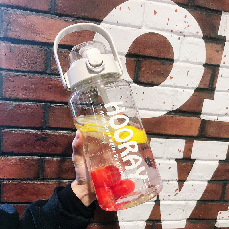 Water cup oversized capacity 2000ml plastic space men's sports female student large pot with straw handle cup