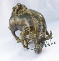 Copper boy Cow herdsman riding cow reading Lang ornaments Learning aid Career Crafts Antique bronze ornaments