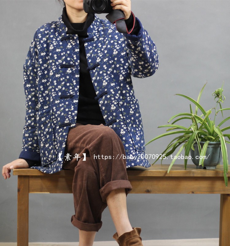 2019 xuân mới cotton phong cách Trung Quốc khóa với tay áo rộng cotton áo khoác retro cotton mẫu áo phao đẹp 2020