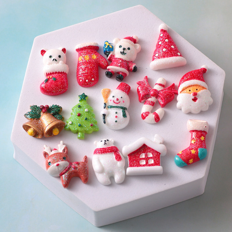 Christmas Resin Accessories Homemade Cream Glue Cell Phone Shell Handmade Diy Material Bag Hairpin Drop Glue Small Adornment 