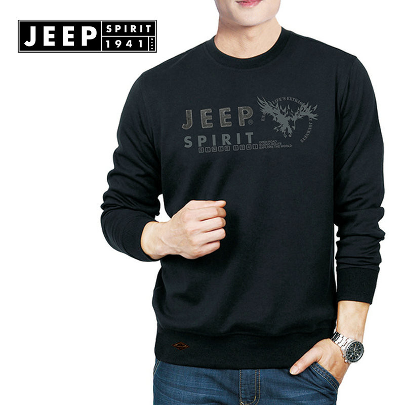 JEEP Jeep 2020 spring and autumn pure cotton long-sleeved T-shirt bottoming shirt casual sports men's middle-aged youth T-shirt is positive