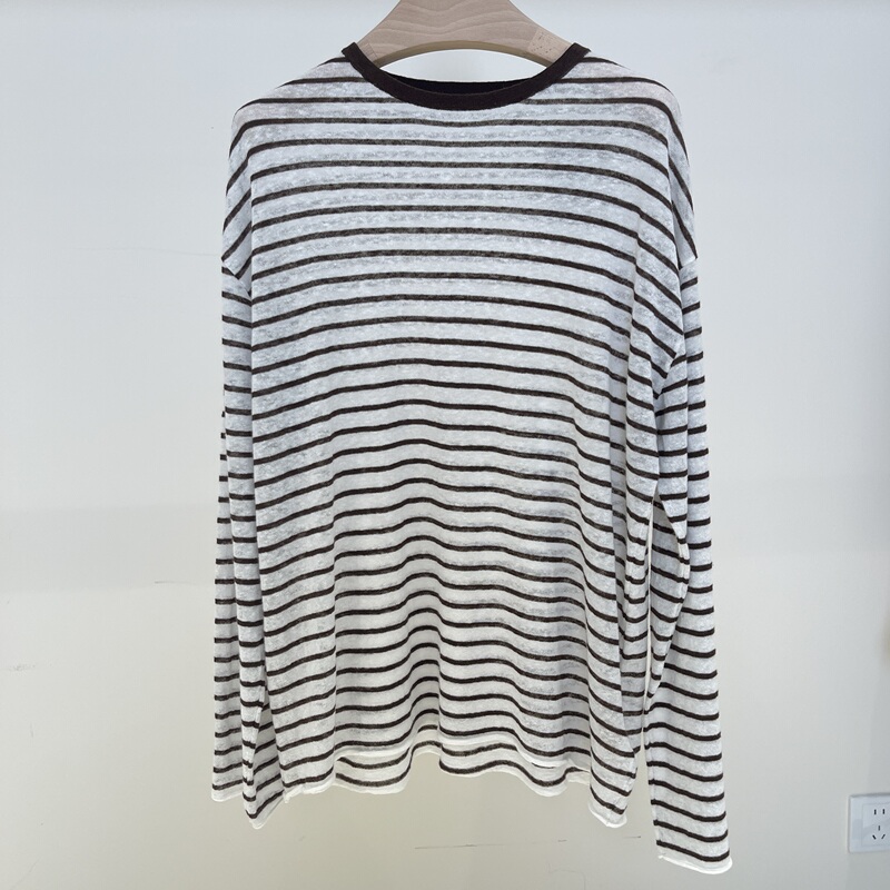 2026 Summer Style 28Qq-535 Fashionable Striped Blouse S Bust Size 110 Length 63 No Returns No Exchanges