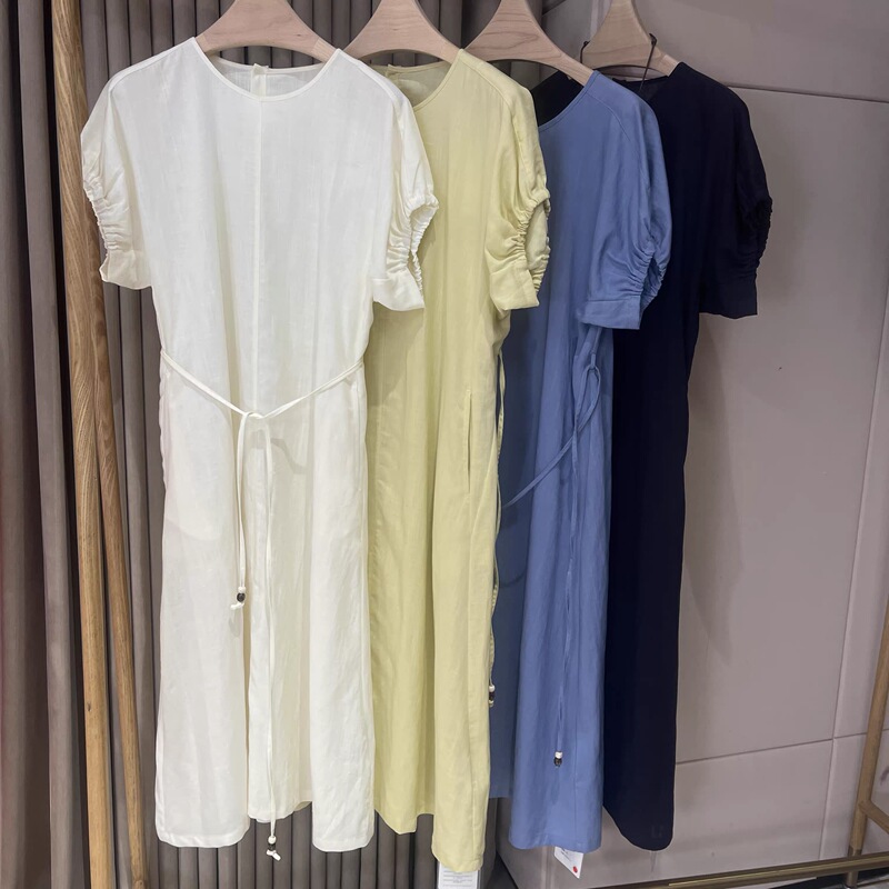 2026 Summer Model 11Qq-802 Linen Lyocell Dress S Bust Size 110 Skirt Length 112 No Returns No Exchanges