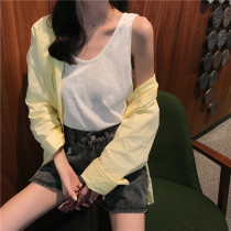 Summer with comfortable and breathable Korean version of the suspender outside wear slim short small vest sleeveless base shirt womens clothing