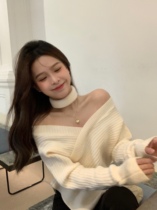 Hometown girl 2022 Early spring new gentle temperament soft glutinous leakproof collarbone female sensation irregular design sweaters