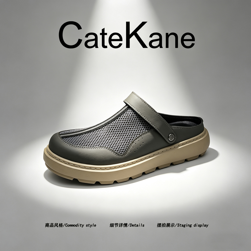 【Stylish and Durable】Catekane2026 Summer Mesh Open-Toe Slippers for Men, Suitable for Commuting and Driving, Thick-Soled Sandals