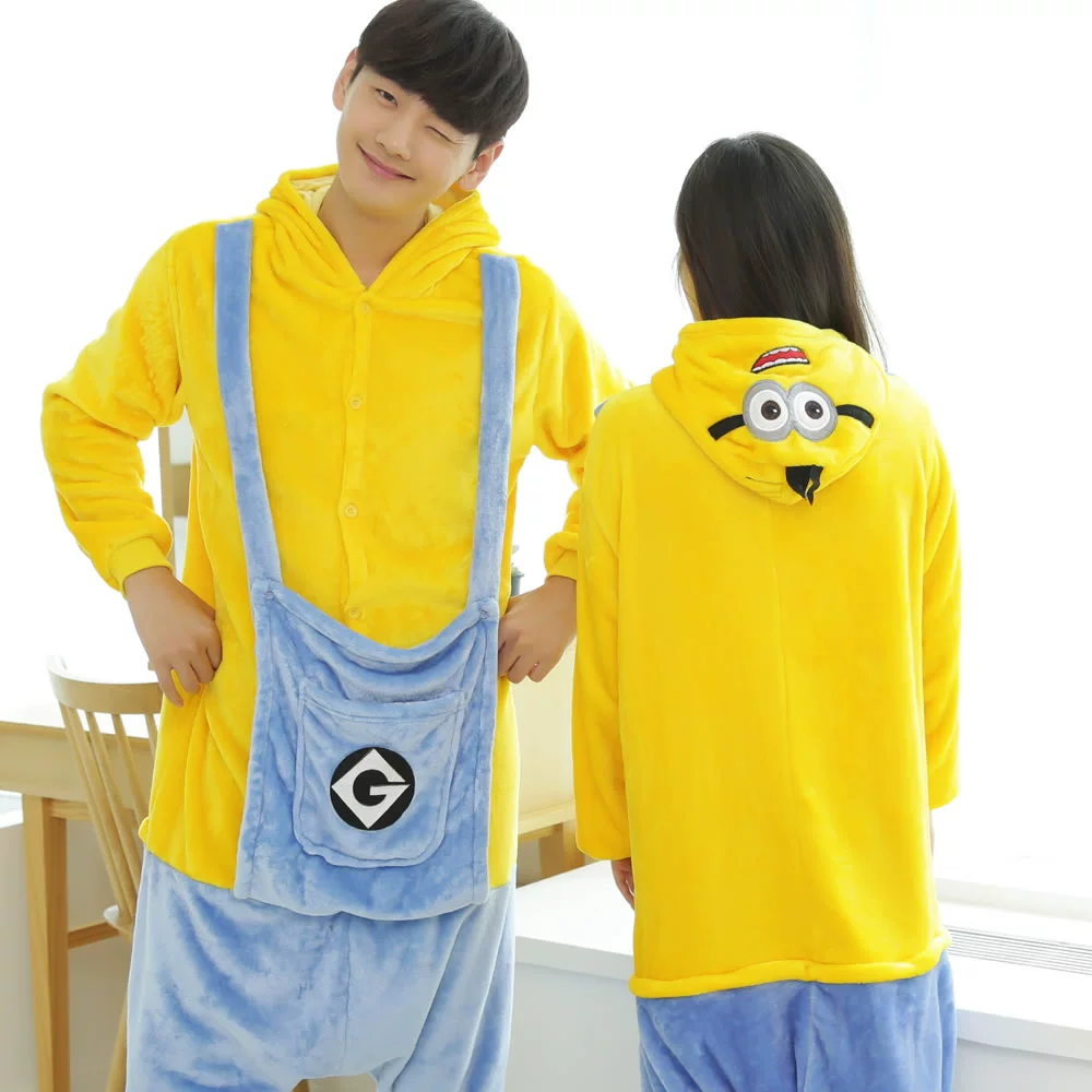 Flannel phim hoạt hình một bộ đồ ngủ nữ mùa thu cặp đôi san hô lông cừu dày nam dài tay khủng long động vật dịch vụ nhà mùa đông